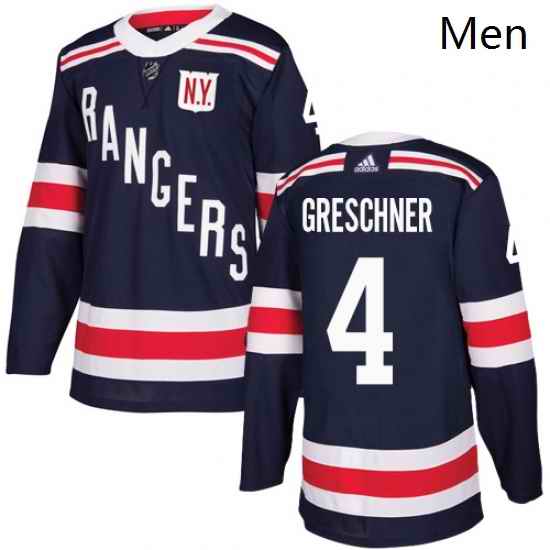 Mens Adidas New York Rangers 4 Ron Greschner Authentic Navy Blue 2018 Winter Classic NHL Jersey